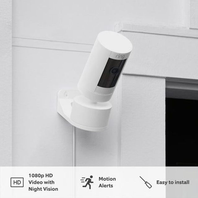 Ring Outdoor Camera Plug-in with Pan-Tilt Mount Stick Up Cam