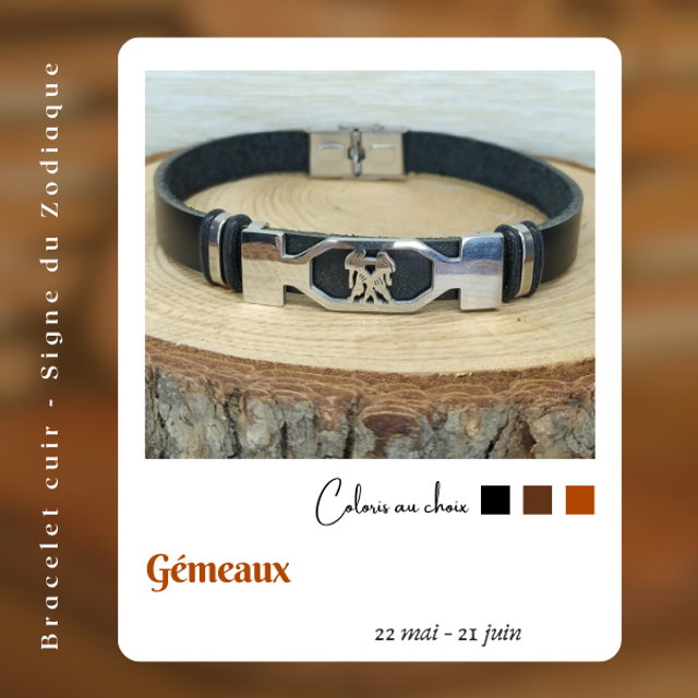 Bracelet en cuir - Gémeaux