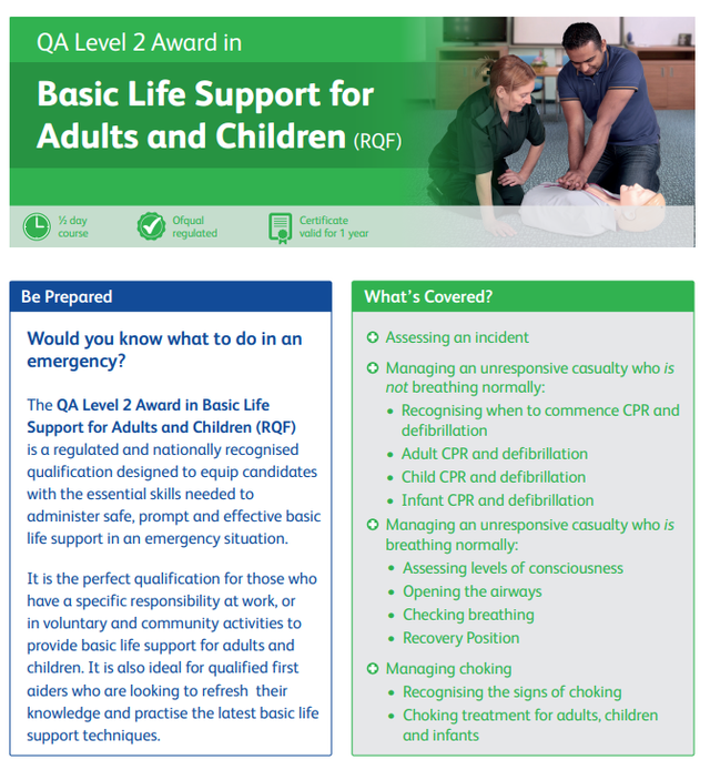Level 2 Award In Basic Life Support (Adult &amp; Child) Course