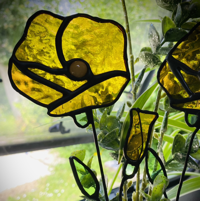 California Poppy Stained Glass Flower