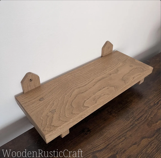 Traditional Oak Shelf with Wooden Brackets
