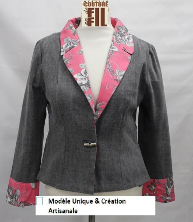 Veste  toile  de coton et toile de Jouy 
