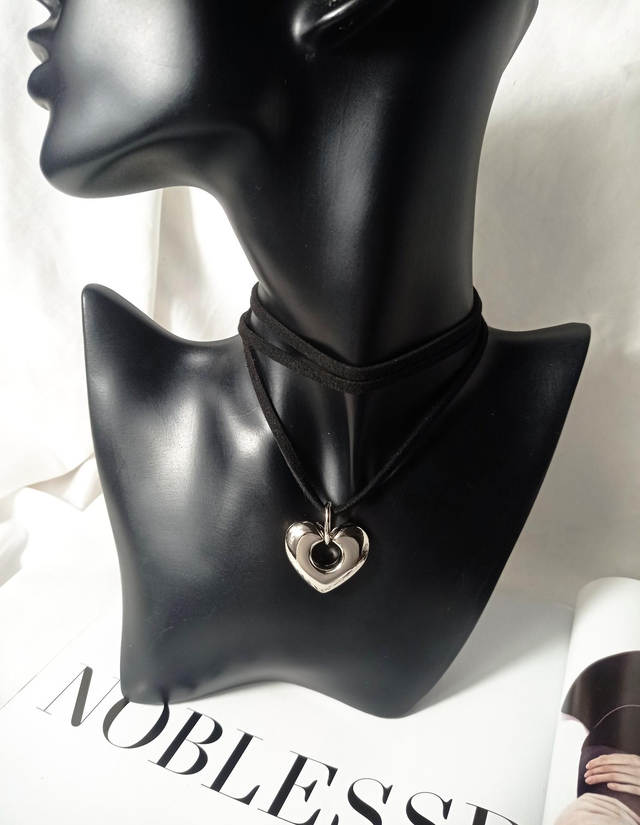 Cordão pingente coração niquelado 