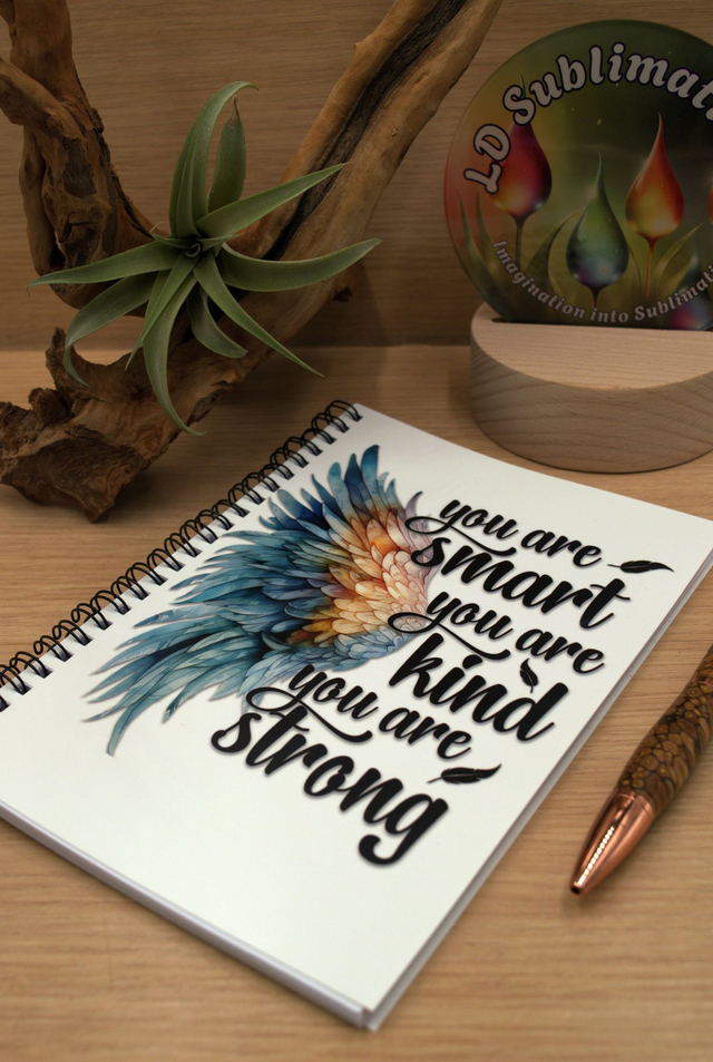 A5 Spiral Notebook – You Are Smart, Kind, Strong – Blue Feather Motivational Design