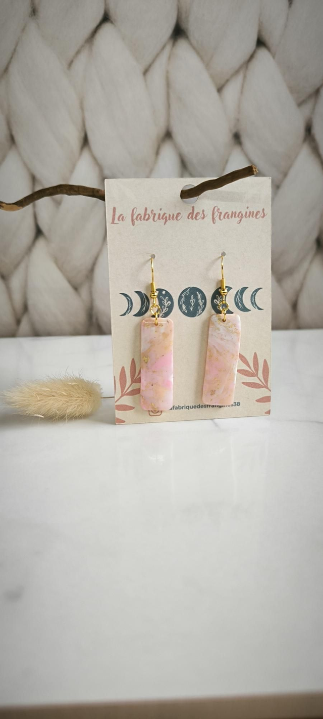 Boucles éclat de Rose rectangulaire 