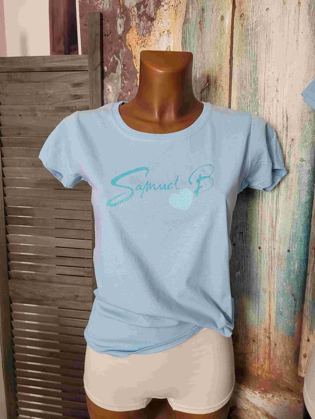 (A86) T-SHIRT FEMME BLEU CIEL 