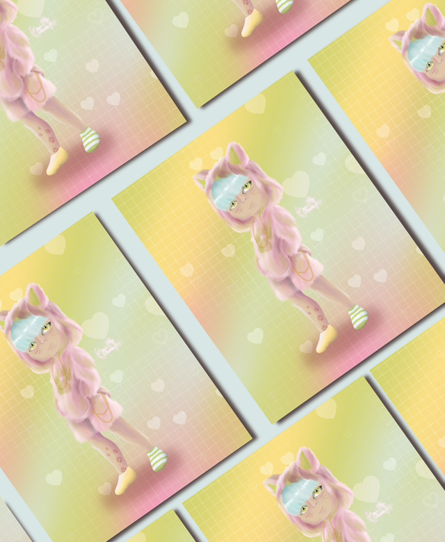 Illustration « Rainbow fluffy friends » Juno 