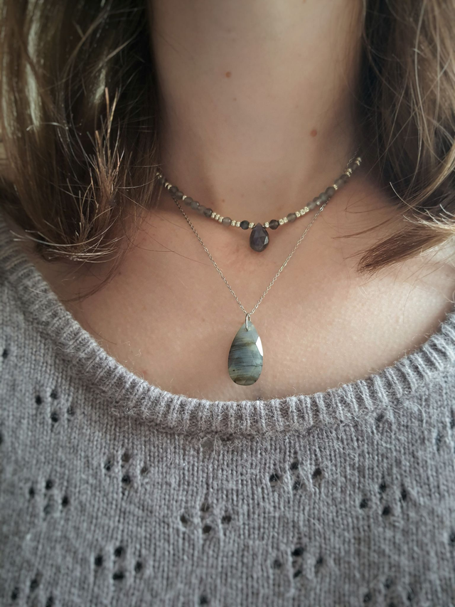 Collier Aurore argenté - Labradorite