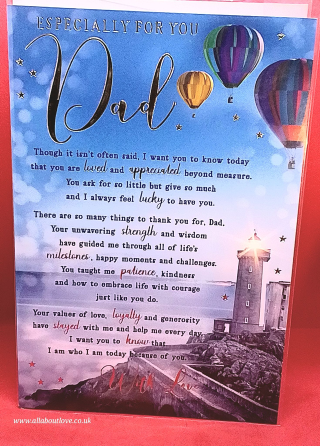 Dad Birthday Card Gold Foil Lettering Sentiment Words Premium Quality