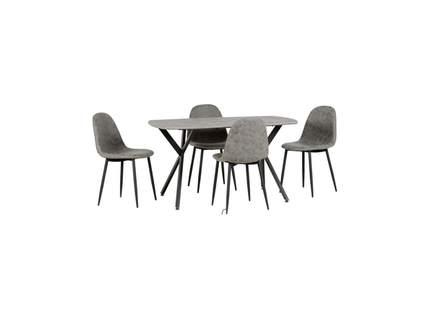 Athens Concrete Effect Dining Table With 4 Chairs 