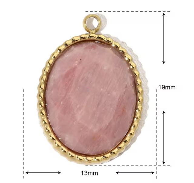 Charm cammeo pietra rosa sfaccettata 
