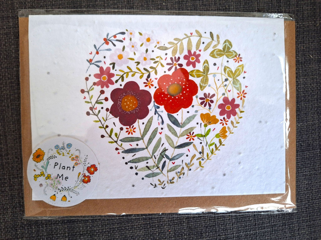 Seed greeting card - wild flower heart