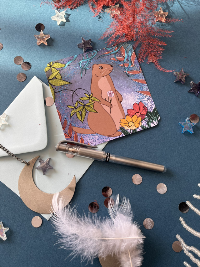 Carte de vœux "Marmotte enchantée"