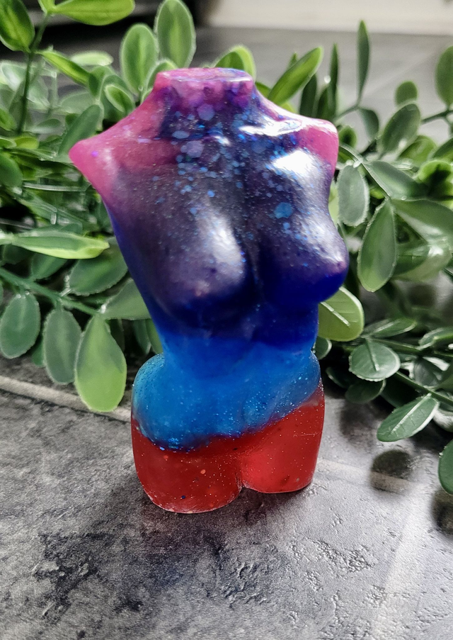 Female Body Ornament - Pink, Blue & Red Glitter