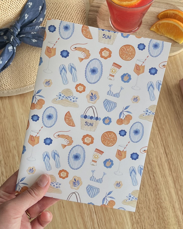 Carnet de notes à motifs estivaux – Illustration aquarelle