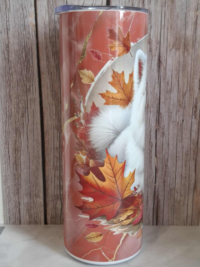 Gourde Canette Samoyède fond marbré