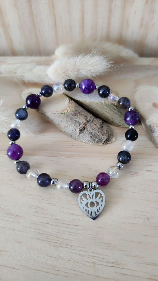 Bracelet "Élévation spirituelle" Cordiérite et Améthyste