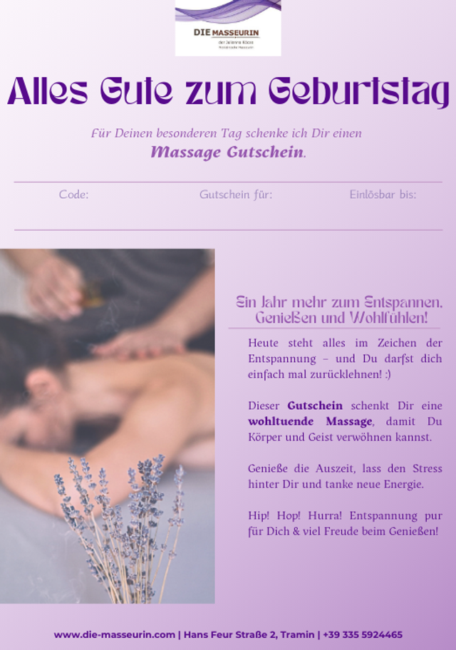 Massagegutschein zum Geburtstag