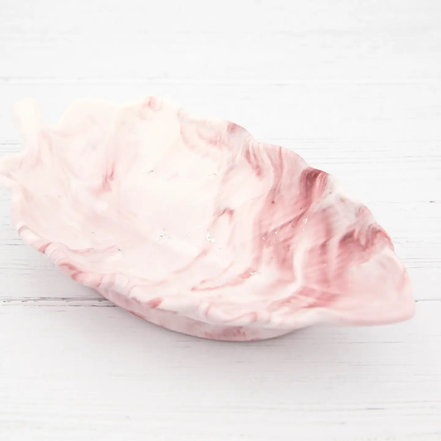 Handmade Leaf Dish - Merlot Marble