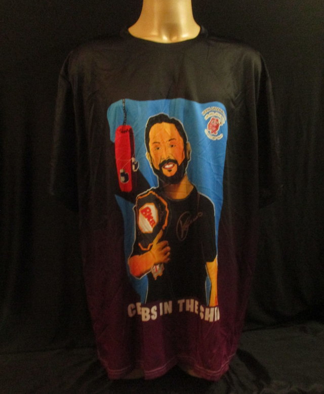 Kevin 'Green Machine' Greenwood Picture T-Shirt ADULT 100% Polyester Crew Neck BLACK &amp; VIOLET (5X-Large) Top