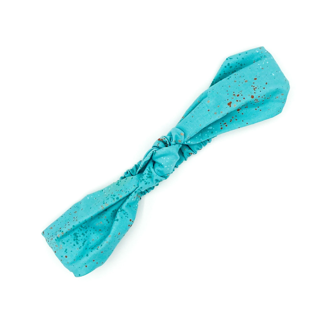 Knotted Elasticated Headband - Turquoise Metallic Gold Speckle