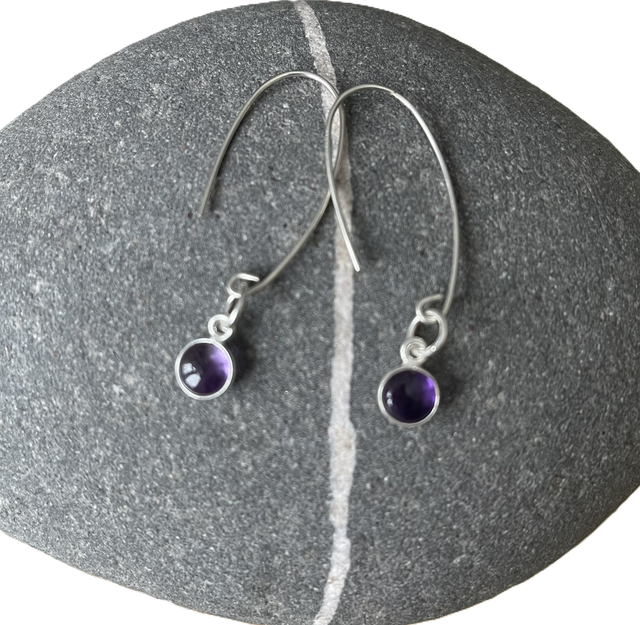 Raw tiny birthstone & sterling silver drop earrings