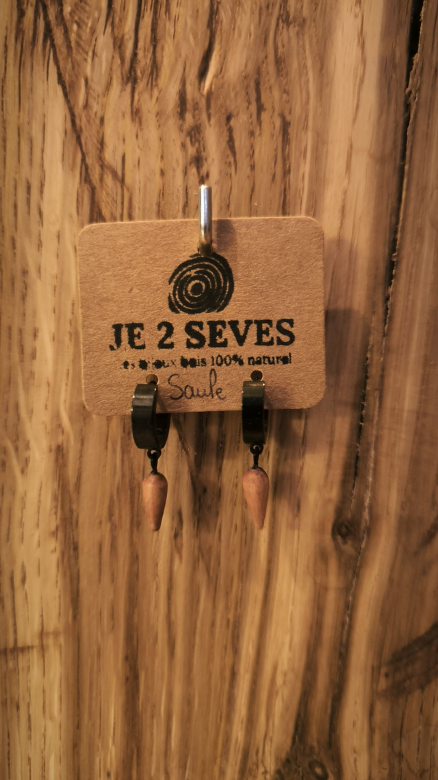 Boucles d'oreilles pendantes bois de Saule - 250153