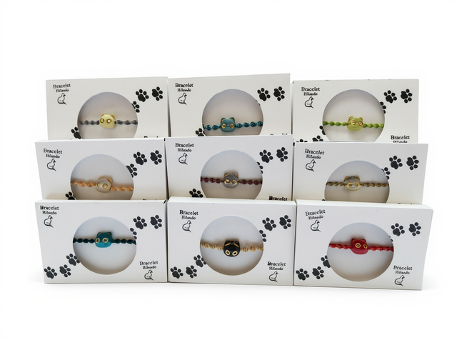 Bracelet tête de chat - Ajustable &amp; multicolore
