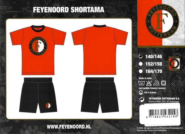 Feyenoord Shortama voor kinderen - Groot logo - rood/zwart