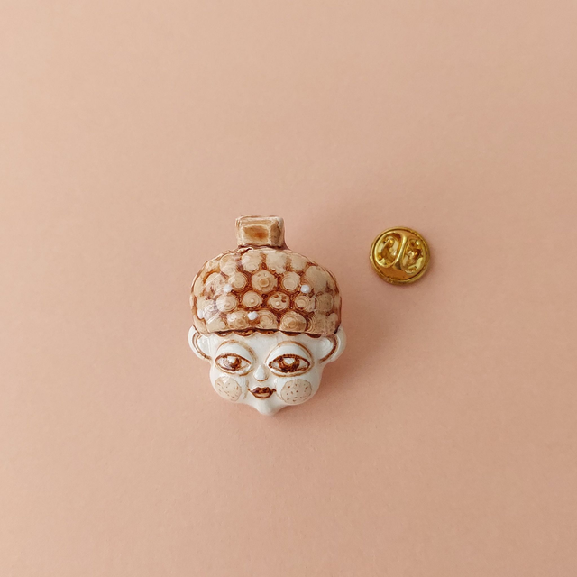 Clay Witch Amulet- Clay Acorn pin-Doll Face Acorn-Air dry clay brooch-Celestial forest spirit pin