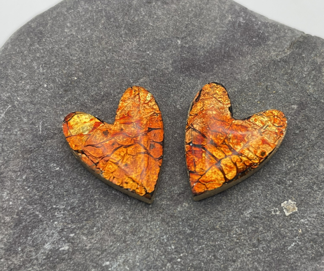 Warm amber heart studs