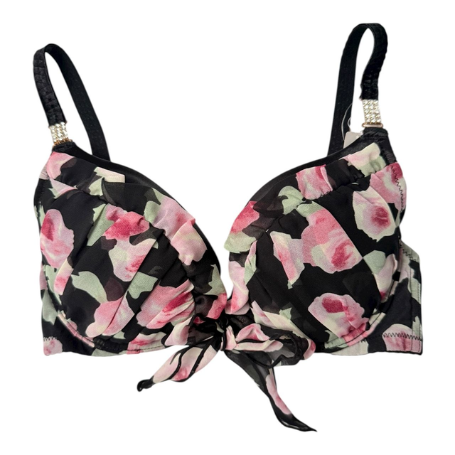Pink + Black floral chiffon Japanese Bra UK 30D  