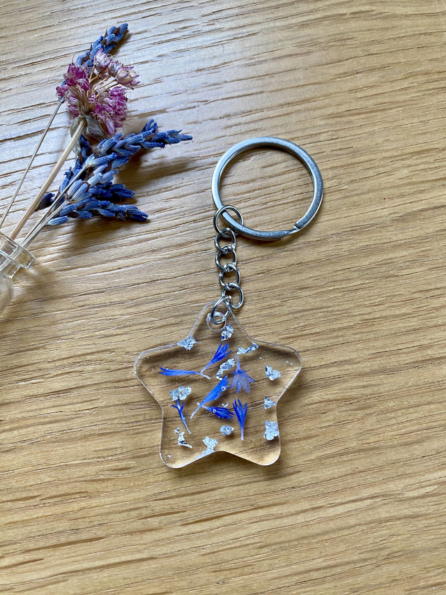 Porte clé étoile - bleuet