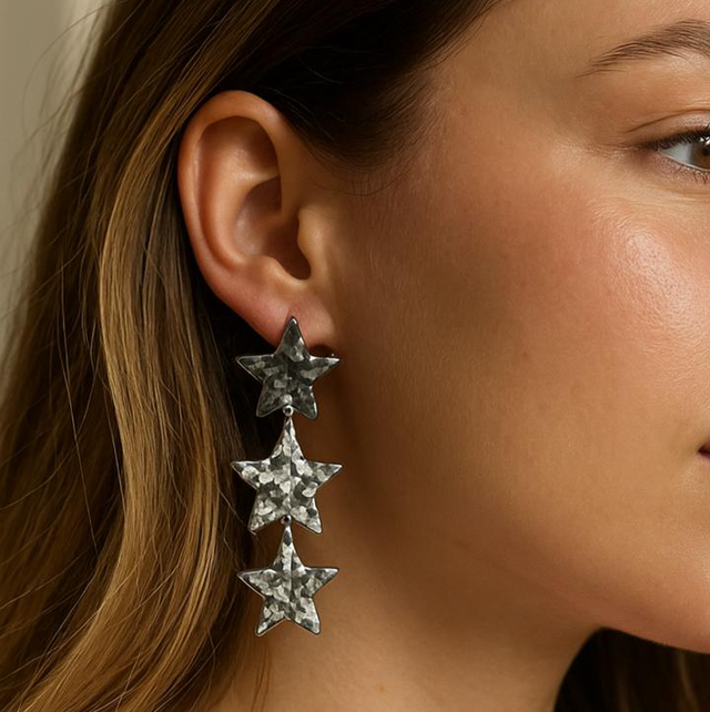 Oorbellen sterren zilver 