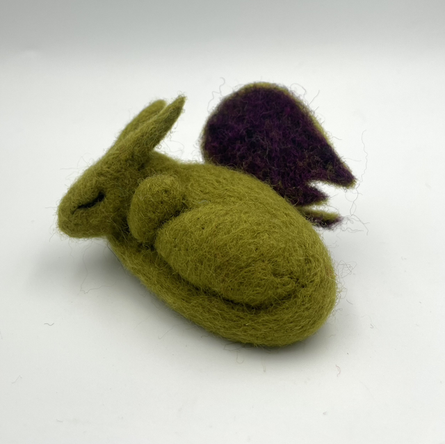 green sleeping dragon - needle felted sculpture