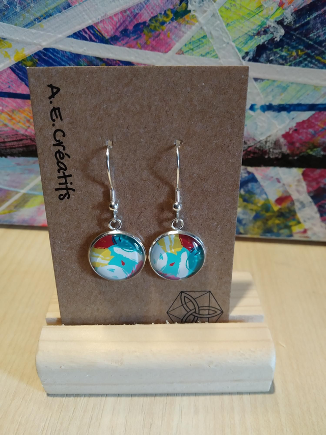 Boucles D&#039;oreilles Cabochons Couleurs 