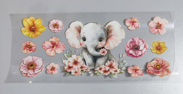 DTF Aufklebe-Folie ca 24x11cm Elefant 