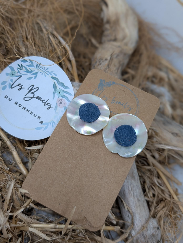 Boucles d&#039;oreilles boutons  bleu bou015