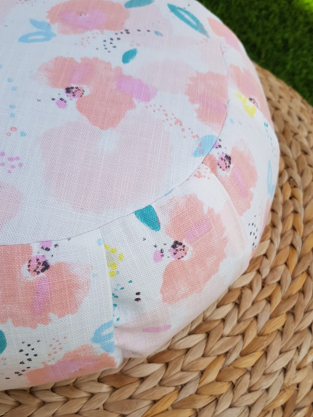 09 - Zafu Blanc à fleurs - AQUARELLA