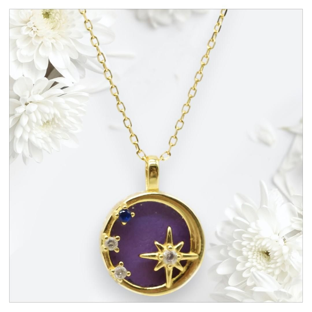 "Améthyste" - Collier argent 925 étoiles 