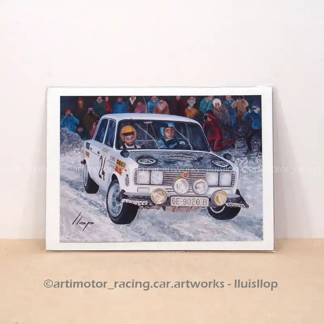 Artimotor prints - mini lito 13x18 1977 Seat 1430 FU 1800 Salvador Servia rallye Montecarlo