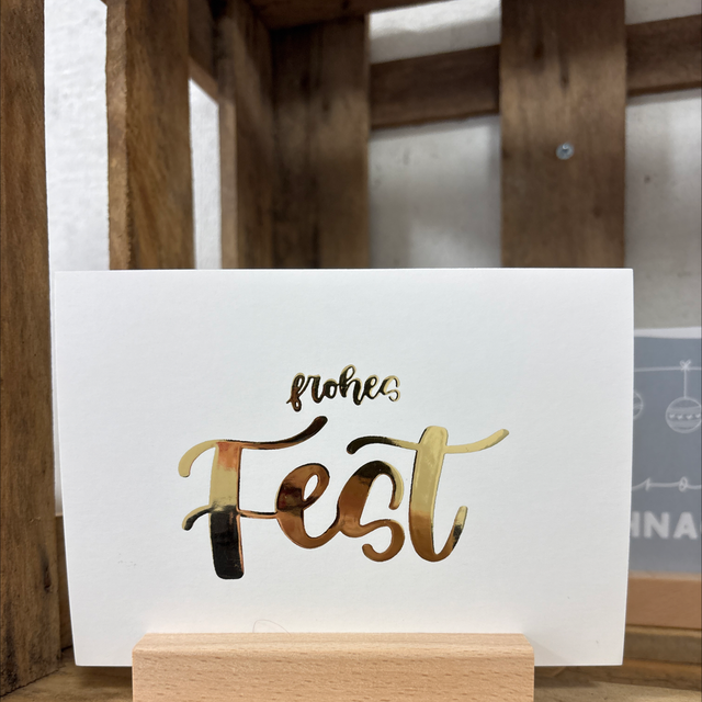 Postkarte Frohes Fest Gold