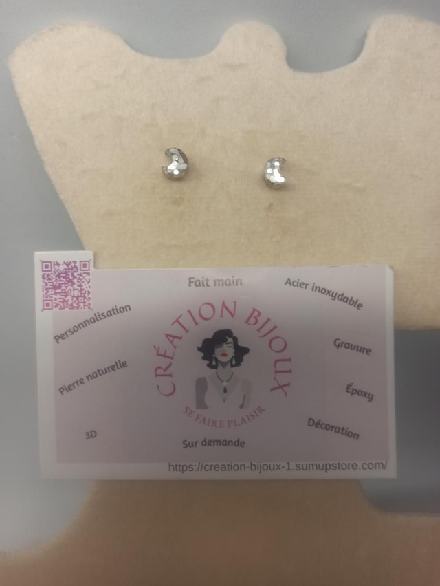 Boucle d'oreille lune paillettes 