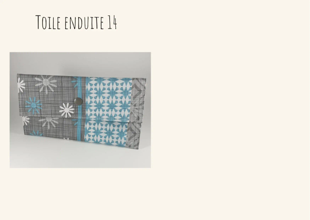 pochette / trousse fourre-tout bleue et grise en toile enduite 14