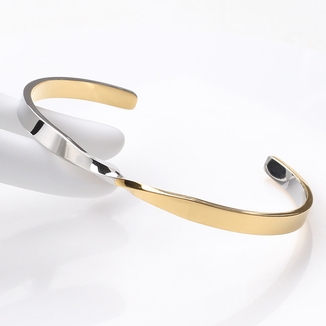 Stainless Steel Two Tone Twist Cuff 