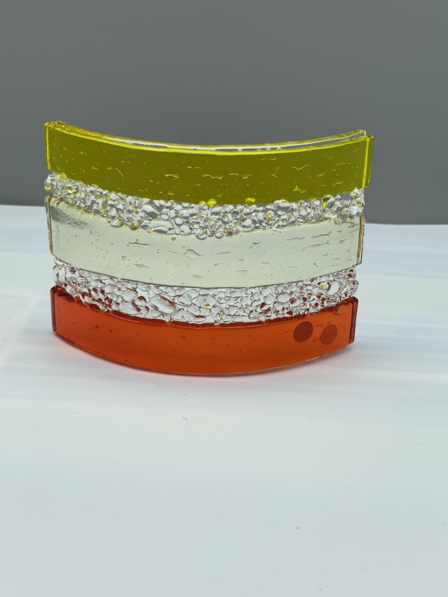 Sunrise curve in fuse orange and yellow glass