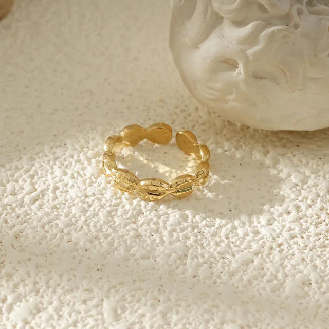Bague d'orteil Dorée Anneaux Ondulés À Finition Martelée