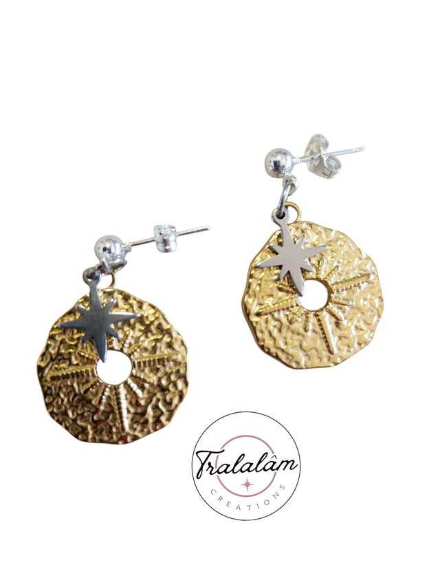 ✨Boucles d&#039;oreilles étoile polaires dorées et argentées✨(174BO)