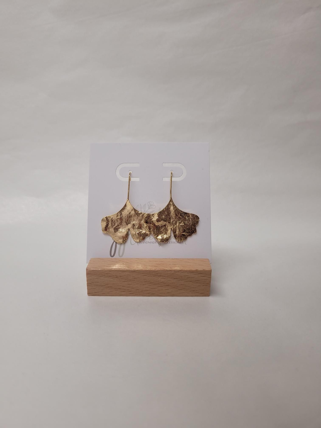 Brass ginkgo leaf hook earrings - JV-001