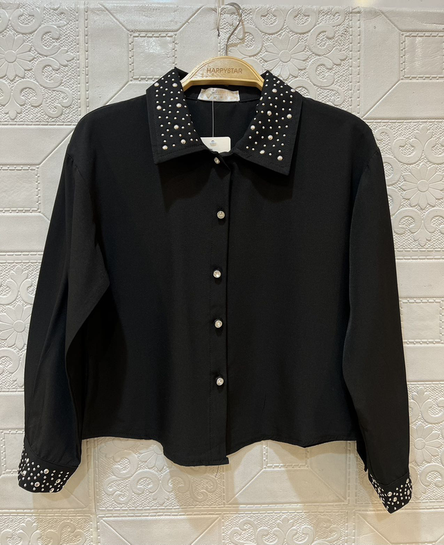 Chemisier noir fille brillants et strass